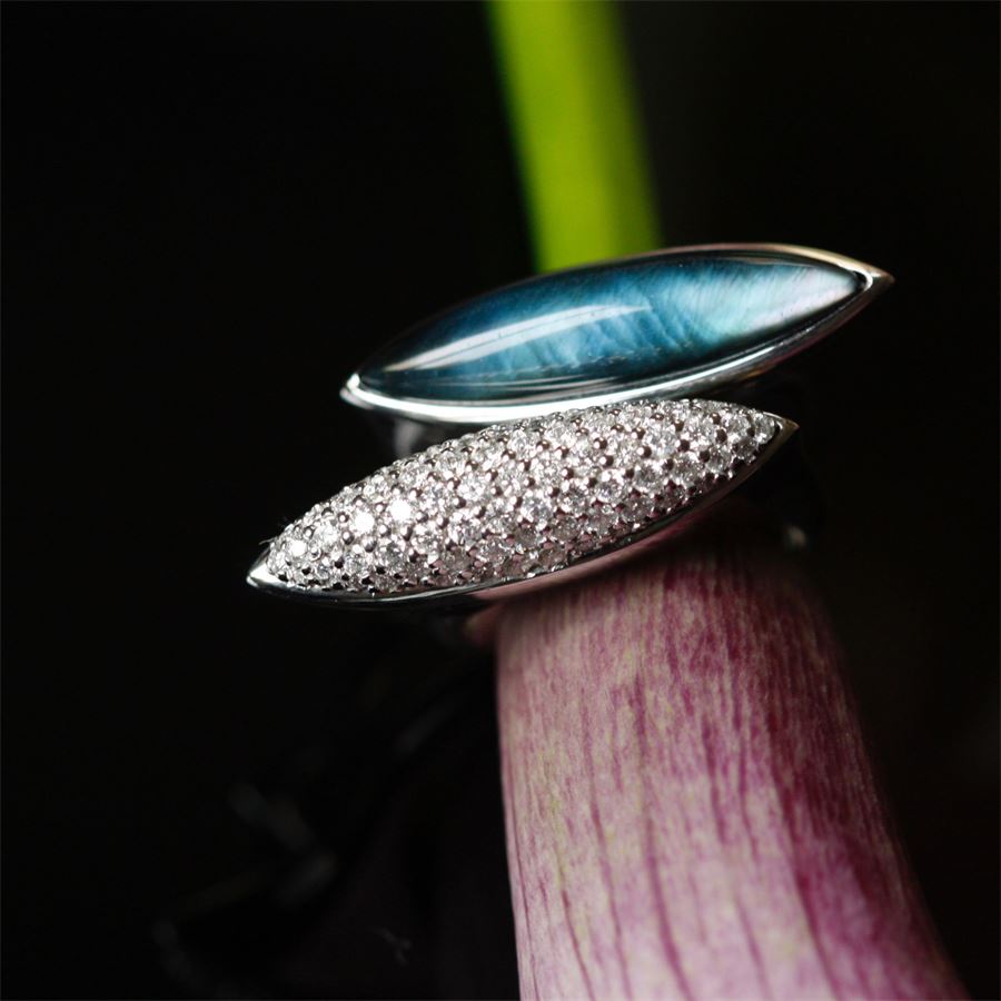 Anello Navetta Blu AURUM | AN1 NAV ARGBLU